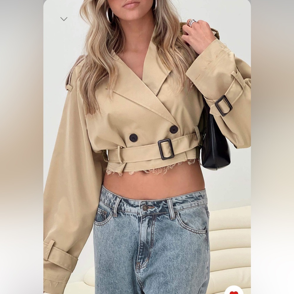 Woodson Cropped Trench Coat Beige
